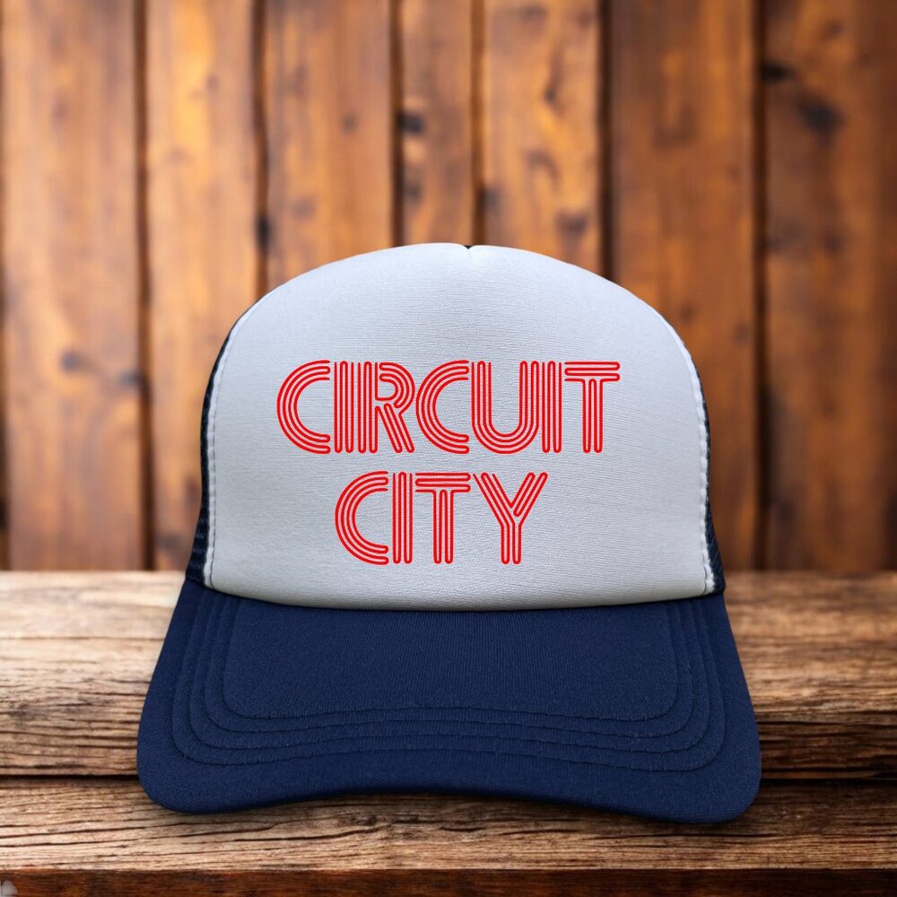 Defunct Circuit City Mens Trucker Navy Snapback Vintage Electronics Baseball Cap